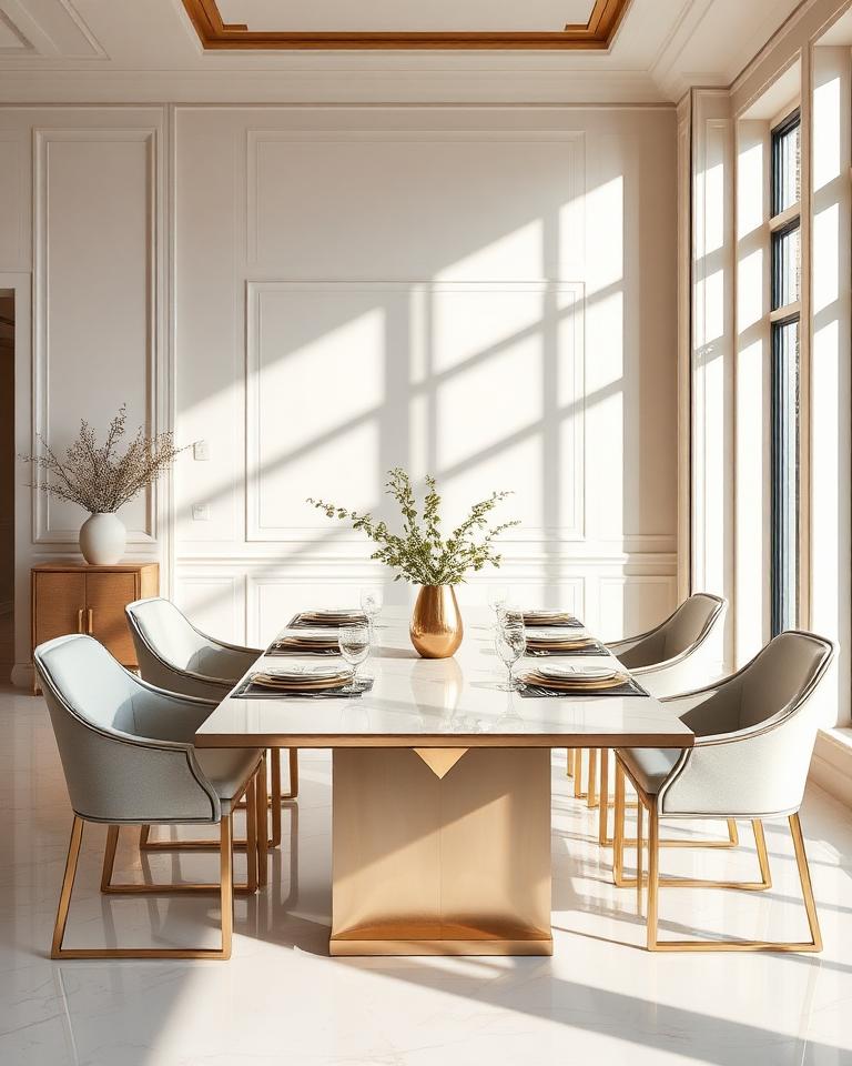 Immaculate dining room with polished table